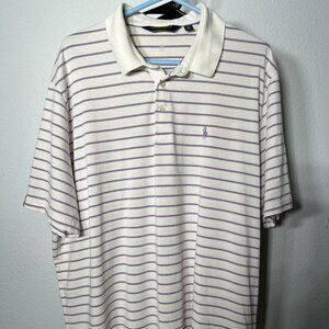Polo Golf Ralph Lauren Wicking Lavender Striped Polo Shirt SZ XXL